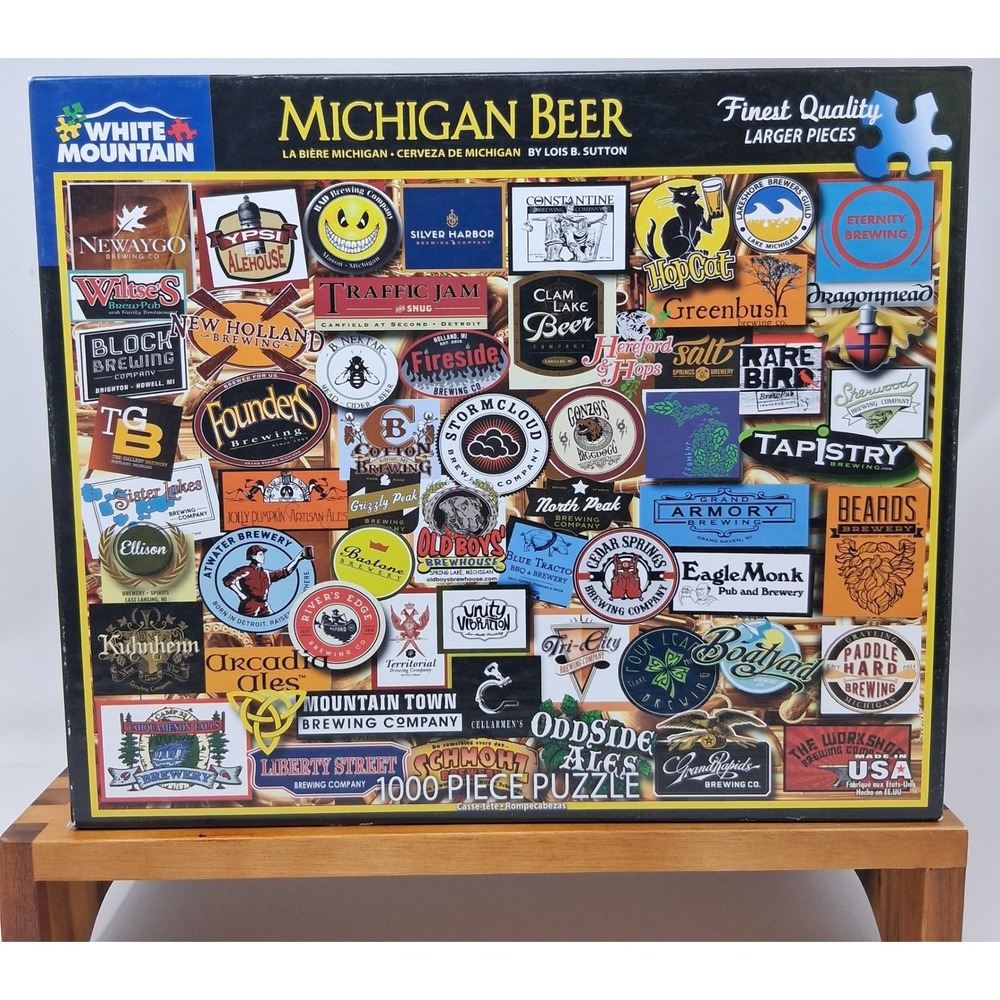 White Mountain Michigan Beer 1000 Piece Jigsaw Puzzle Lois B Sutton 1334 USA